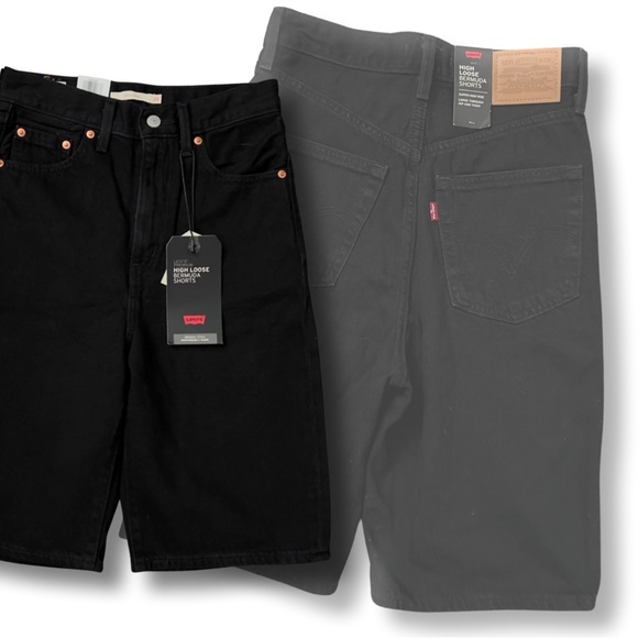 Levis Premium High Loose Bermuda Shorts Black - Picture 11 of 16